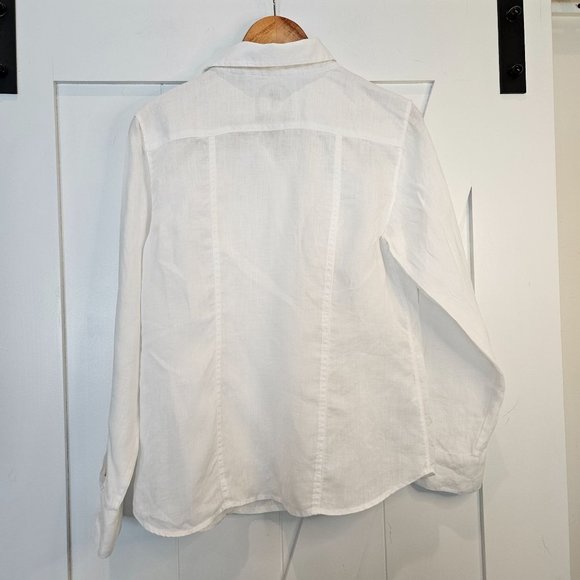Tommy Bahama Relax White Linen Button Down Long Sleeve Shirt, Size Medium - Picture 3 of 9